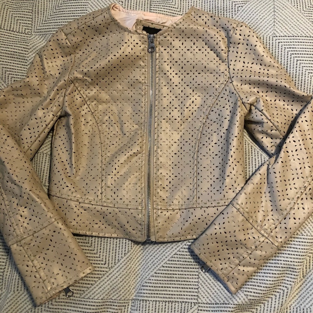 Girl’s faux leather laser cut jacket